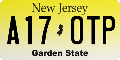 NJ license plate A17OTP
