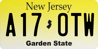 NJ license plate A17OTW
