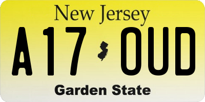 NJ license plate A17OUD