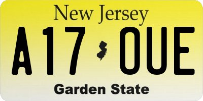 NJ license plate A17OUE