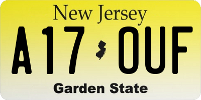 NJ license plate A17OUF