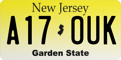 NJ license plate A17OUK
