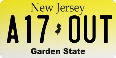 NJ license plate A17OUT