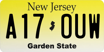 NJ license plate A17OUW