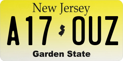 NJ license plate A17OUZ