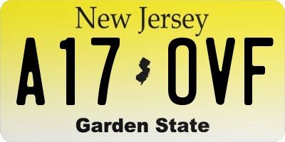 NJ license plate A17OVF