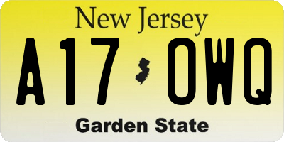 NJ license plate A17OWQ