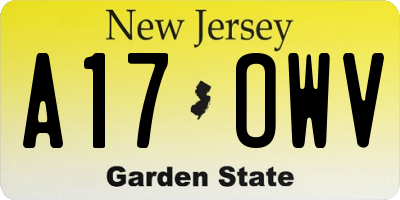 NJ license plate A17OWV