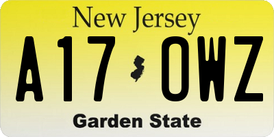 NJ license plate A17OWZ