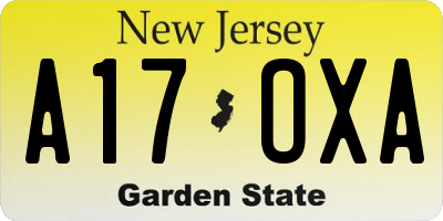 NJ license plate A17OXA