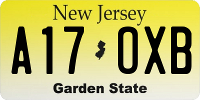 NJ license plate A17OXB
