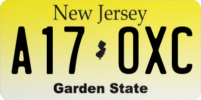 NJ license plate A17OXC