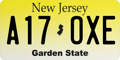NJ license plate A17OXE