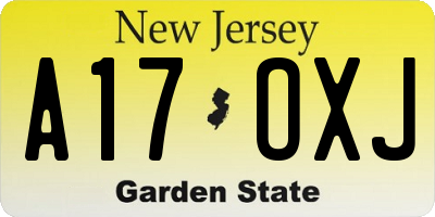 NJ license plate A17OXJ