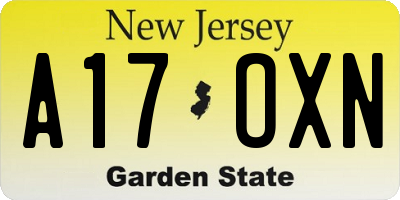 NJ license plate A17OXN