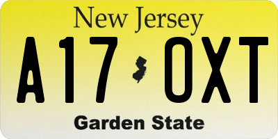 NJ license plate A17OXT
