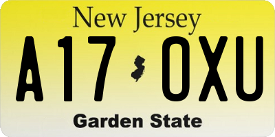 NJ license plate A17OXU