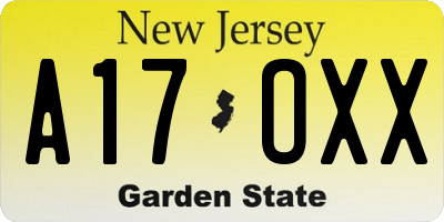 NJ license plate A17OXX