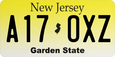 NJ license plate A17OXZ