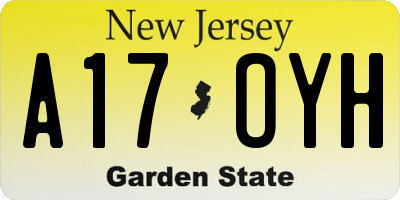 NJ license plate A17OYH