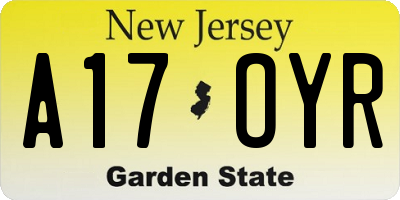 NJ license plate A17OYR