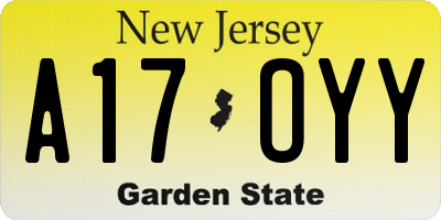 NJ license plate A17OYY