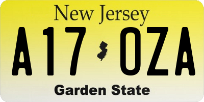NJ license plate A17OZA