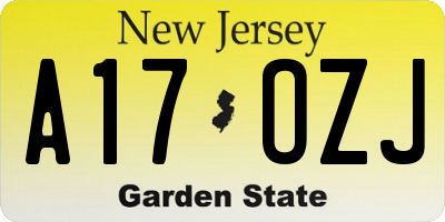 NJ license plate A17OZJ