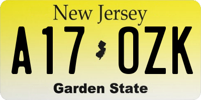 NJ license plate A17OZK