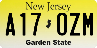 NJ license plate A17OZM