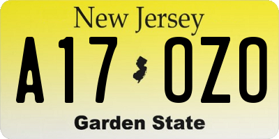 NJ license plate A17OZO