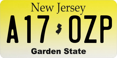 NJ license plate A17OZP