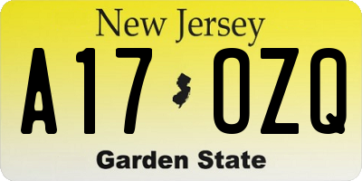 NJ license plate A17OZQ