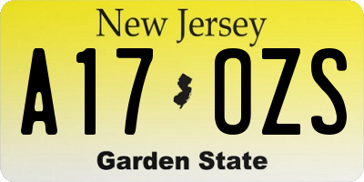 NJ license plate A17OZS