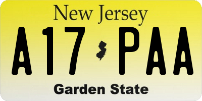 NJ license plate A17PAA