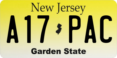 NJ license plate A17PAC
