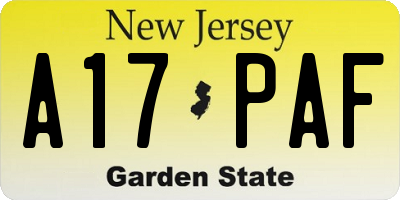 NJ license plate A17PAF