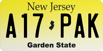 NJ license plate A17PAK