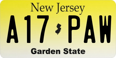 NJ license plate A17PAW