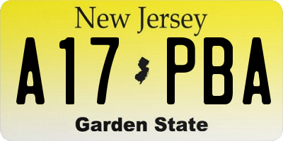 NJ license plate A17PBA