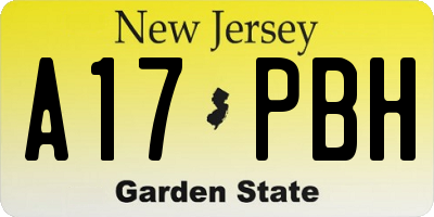 NJ license plate A17PBH