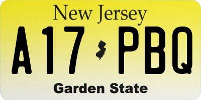 NJ license plate A17PBQ