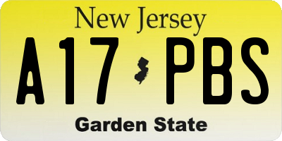 NJ license plate A17PBS