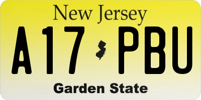 NJ license plate A17PBU