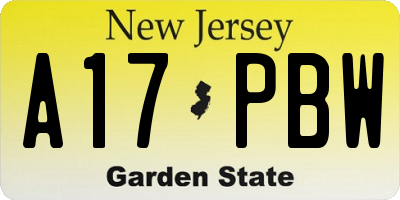 NJ license plate A17PBW