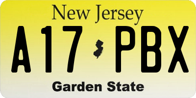 NJ license plate A17PBX