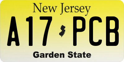 NJ license plate A17PCB