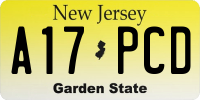 NJ license plate A17PCD