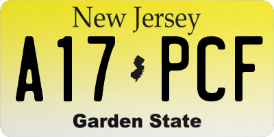 NJ license plate A17PCF