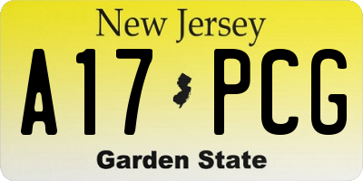 NJ license plate A17PCG